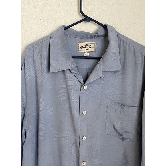 Jamaica Jaxx Mens XXL Blue Button Down Shirt Hawaiian 100% Silk Pre-owned - Picture 3 of 9